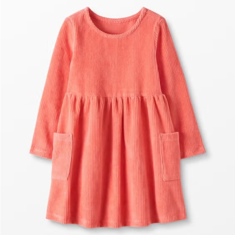 Hanna Andersson Ribbed Velour Pocket Dress Girls Size 6/7